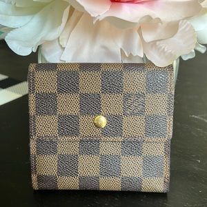 Louis Vuitton Damier Ebene Portefeiulle Elise Tri compact wallet